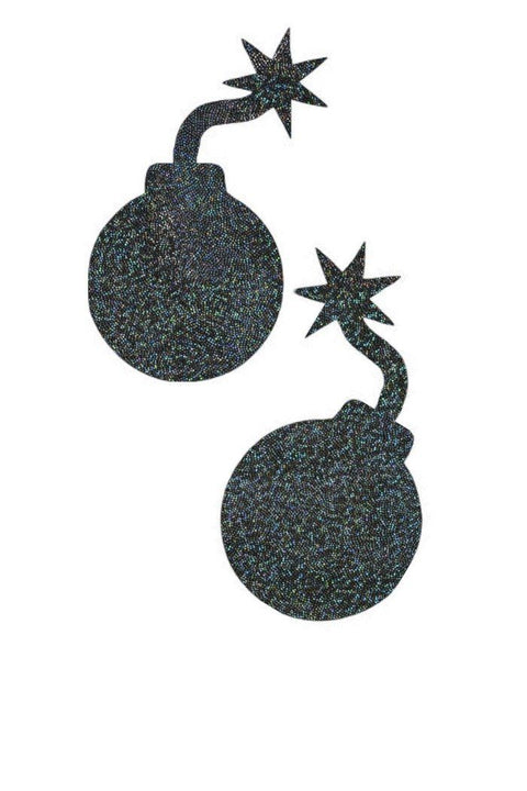 Black Holographic Bomb Pasties - Coquetry Clothing