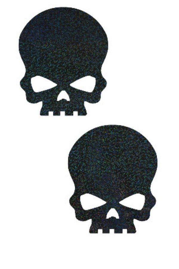 Black Holo Skulls Pasties - 1