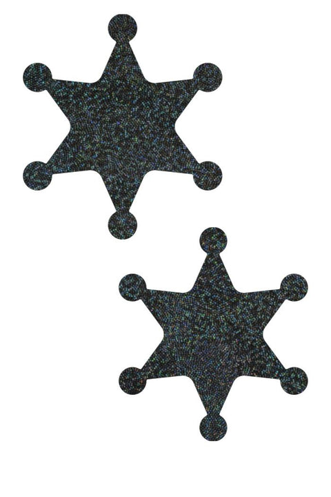 Black Holographic Sheriff Star Pasties - Coquetry Clothing