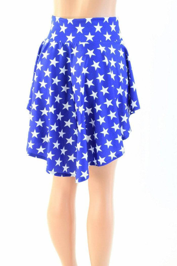 Blue and White Star Hi Lo Rave Mini Skirt - Coquetry Clothing