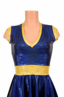 Blue & Gold Skater Dress - Coquetry Clothing