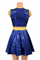 Blue & Gold Skater Dress - Coquetry Clothing