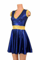 Blue & Gold Skater Dress - Coquetry Clothing