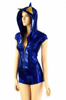 Blue Hedgehog Zipper Front Romper - Coquetry Clothing