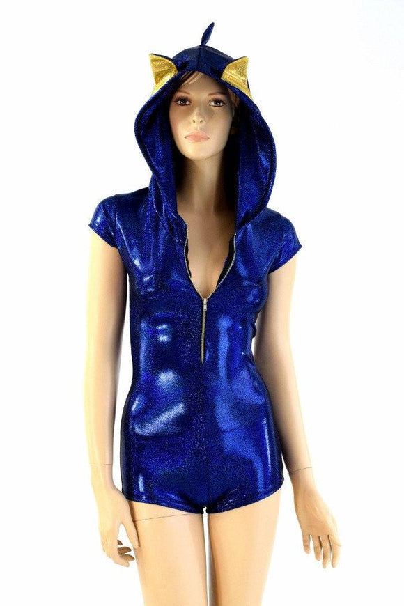 Blue Hedgehog Zipper Front Romper - Coquetry Clothing