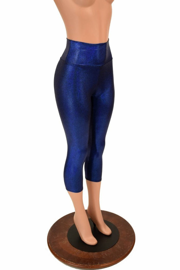 Blue High Waist Capri Leggings - Coquetry Clothing