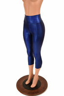 Blue High Waist Capri Leggings - Coquetry Clothing