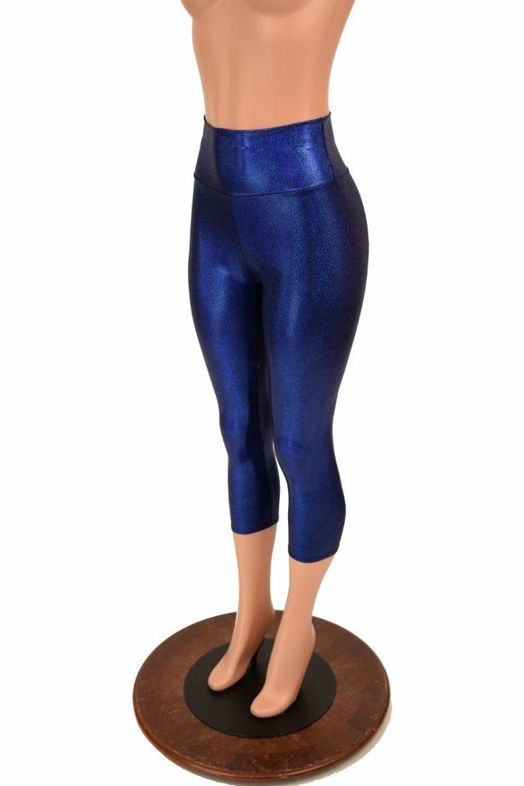 Blue High Waist Capri Leggings - Coquetry Clothing