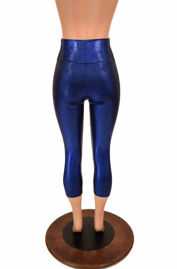 Blue High Waist Capri Leggings - 3