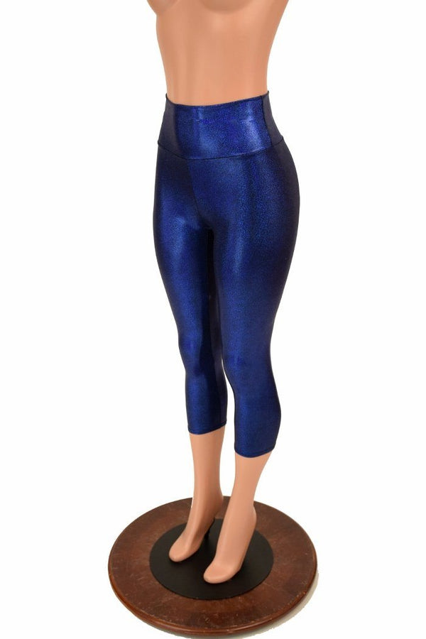 Blue High Waist Capri Leggings - 4