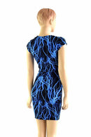 Blue Lightning Cap Sleeve Dress - Coquetry Clothing
