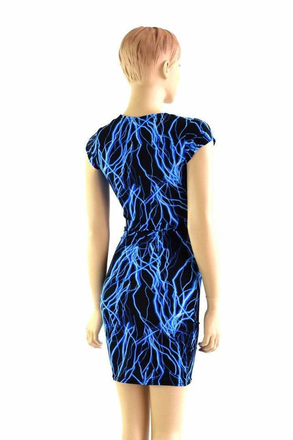 Blue Lightning Cap Sleeve Dress - Coquetry Clothing