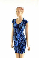 Blue Lightning Cap Sleeve Dress - Coquetry Clothing