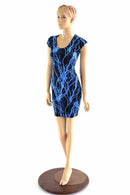 Blue Lightning Cap Sleeve Dress - Coquetry Clothing