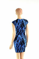 Blue Lightning Cap Sleeve Dress - Coquetry Clothing