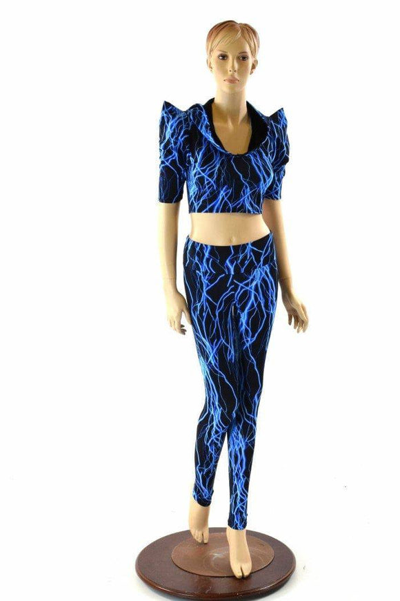 Blue Lightning Crop & Leggings Set - Coquetry Clothing