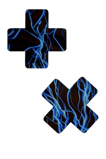 Blue Lightning Cross Pasties - Coquetry Clothing