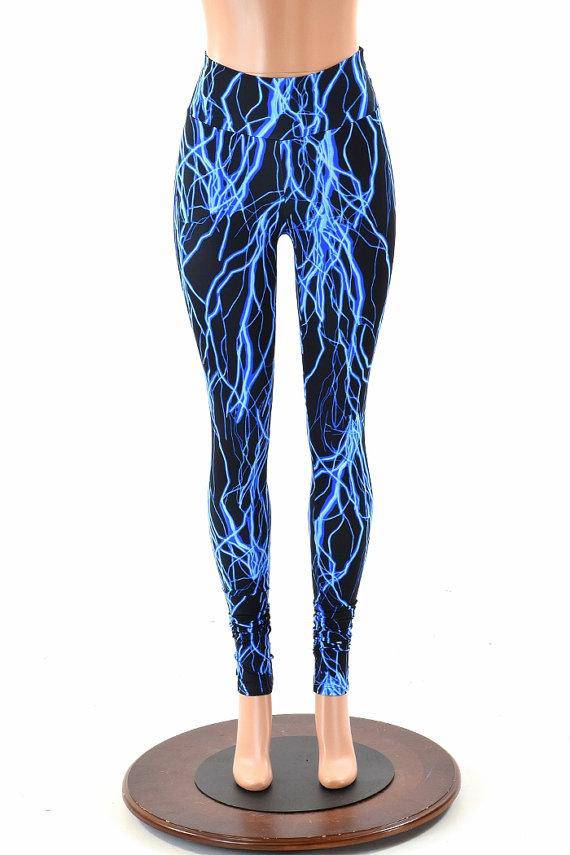 Blue Lightning High Waist Leggings - Coquetry Clothing