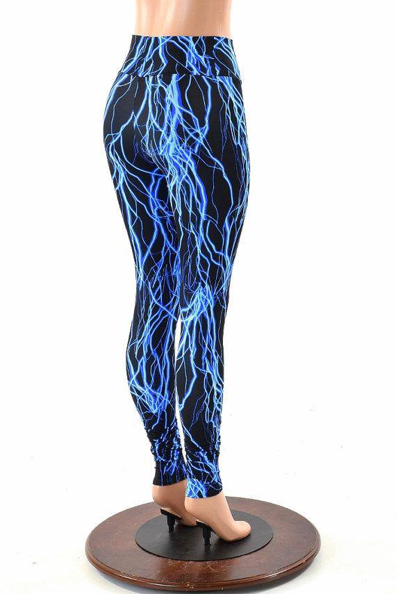 Blue Lightning High Waist Leggings - Coquetry Clothing
