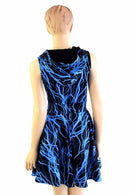 Blue Lightning Pocket Hooded Skater Dress - Coquetry Clothing