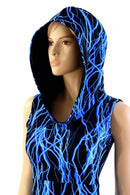 Blue Lightning Pocket Hooded Skater Dress - Coquetry Clothing