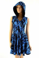 Blue Lightning Pocket Hooded Skater Dress - Coquetry Clothing