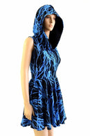 Blue Lightning Pocket Hooded Skater Dress - Coquetry Clothing