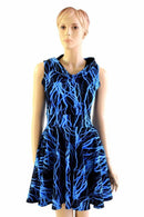 Blue Lightning Pocket Hooded Skater Dress - Coquetry Clothing