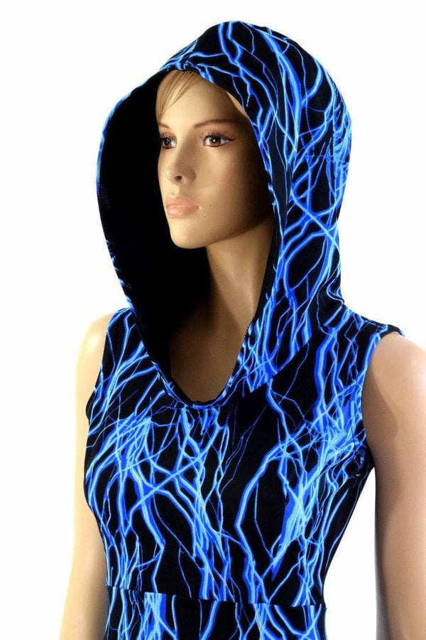 Blue Lightning Pocket Hooded Skater Dress - 5