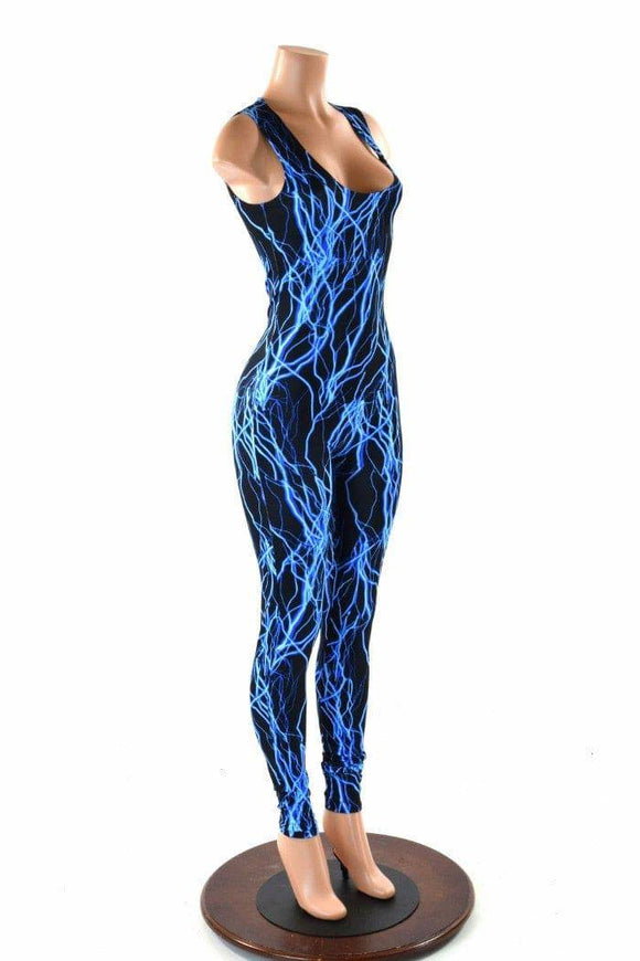 Blue Lightning Sleeveless Catsuit - Coquetry Clothing