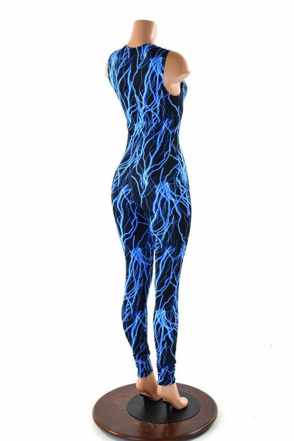 Blue Lightning Sleeveless Catsuit - Coquetry Clothing