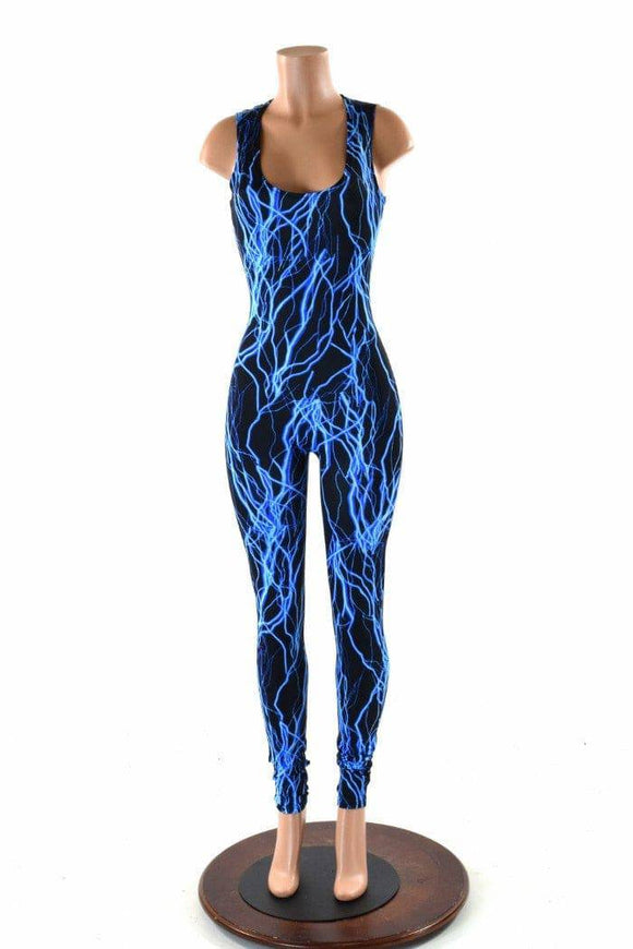 Blue Lightning Sleeveless Catsuit - Coquetry Clothing