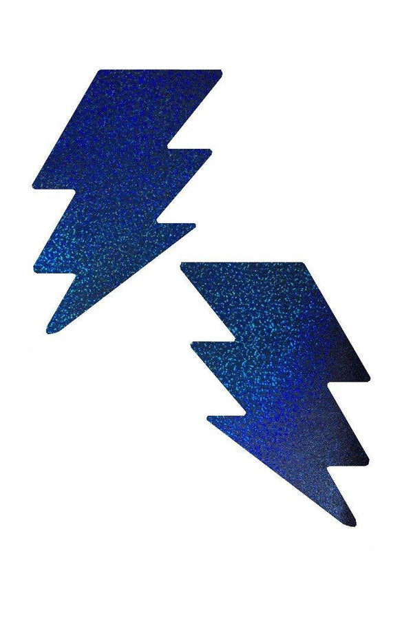 Blue Sparkly Jewel Bolt Pasties - 1