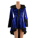 Blue Sparkly Jewel Pirate Coat with Star Noir Trim - Coquetry Clothing