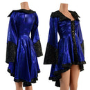 Blue Sparkly Jewel Pirate Coat with Star Noir Trim - Coquetry Clothing