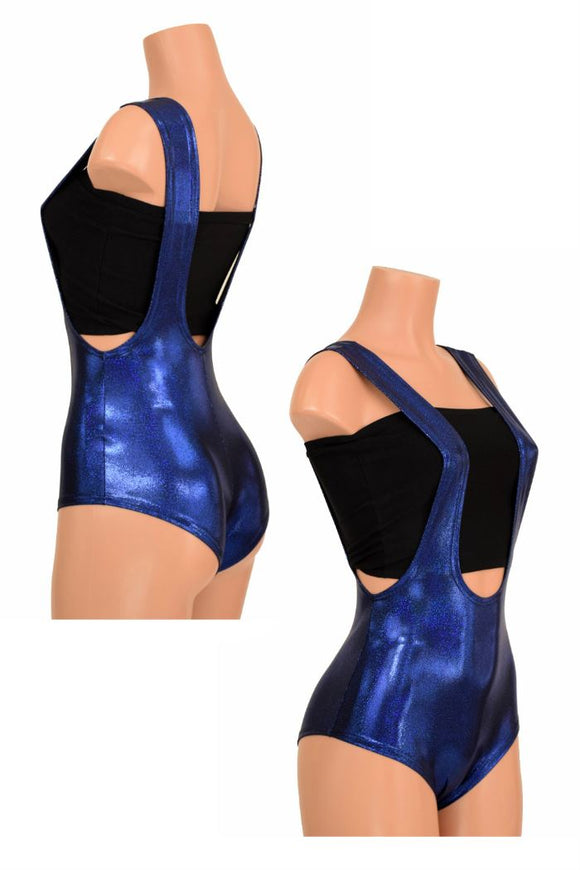 Blue Sparkly Jewel Suspender Romper - Coquetry Clothing