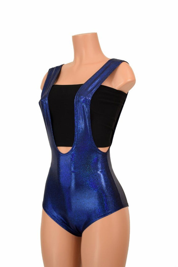 Blue Sparkly Jewel Suspender Romper - Coquetry Clothing