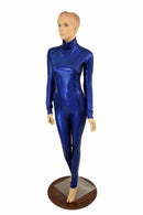 Blue Sparkly Jewel Turtle Neck Catsuit - Coquetry Clothing