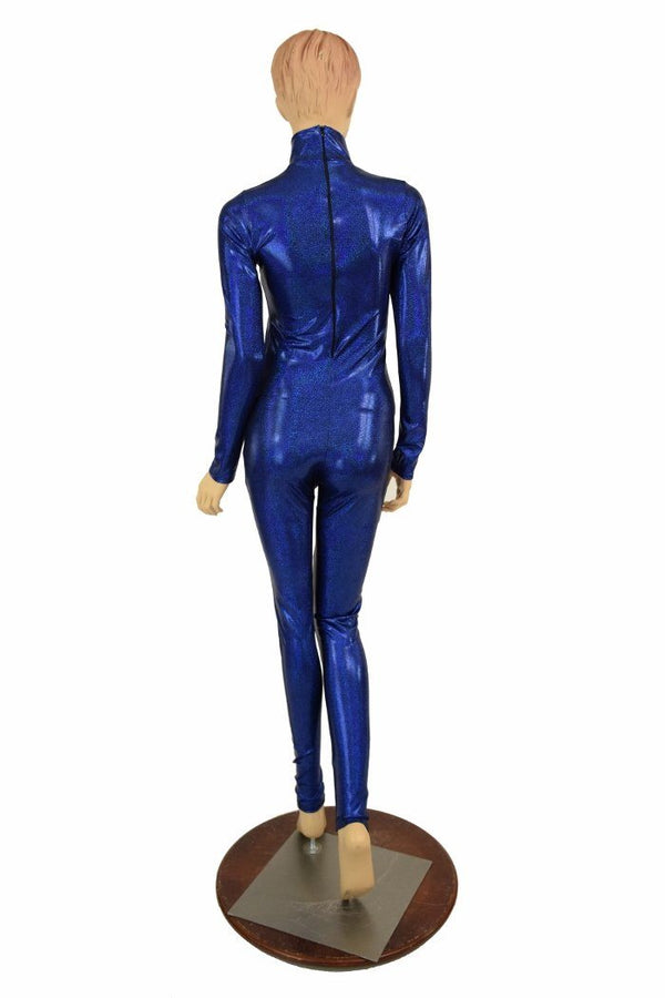 Blue Sparkly Jewel Turtle Neck Catsuit - 4
