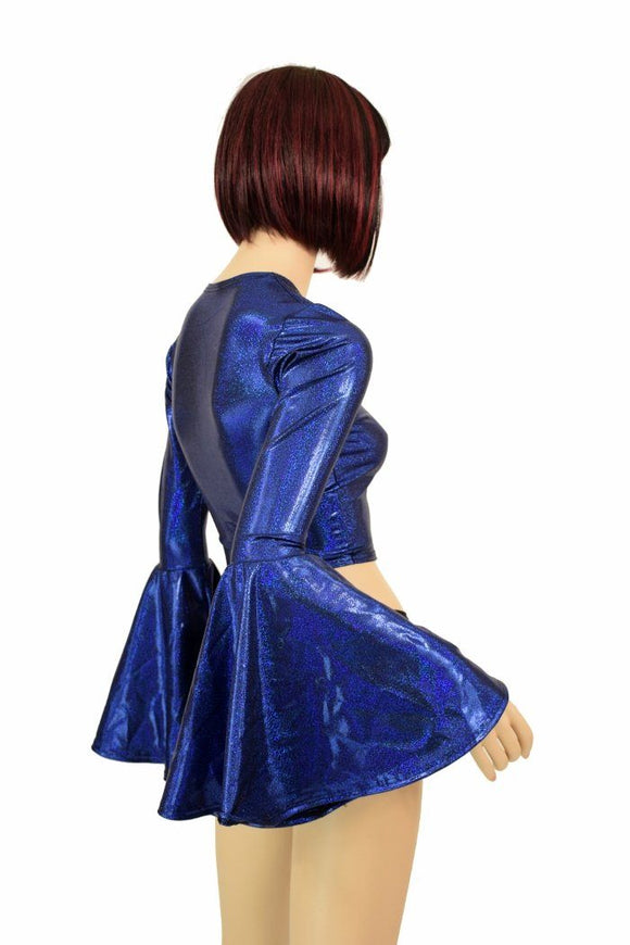 Blue Trumpet Sleeve Crop - Coquetry Clothing