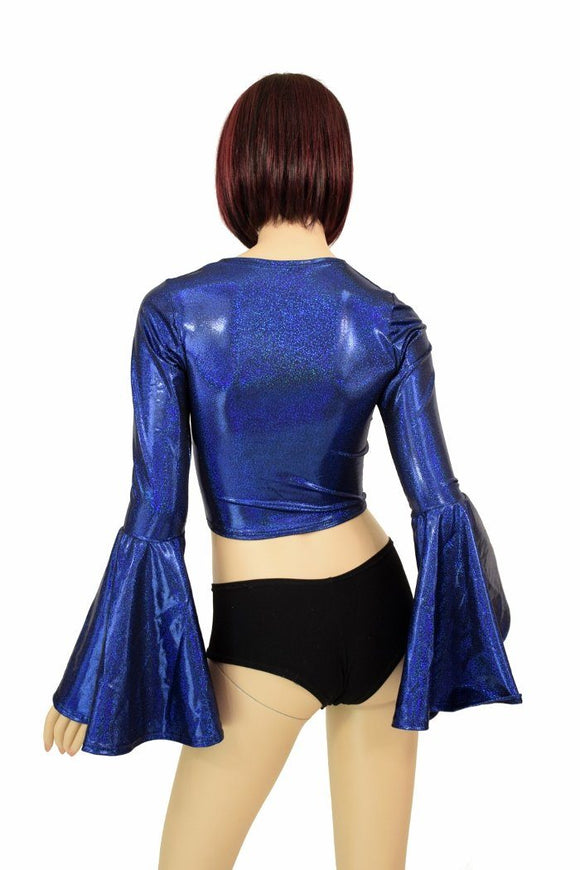 Blue Trumpet Sleeve Crop - Coquetry Clothing