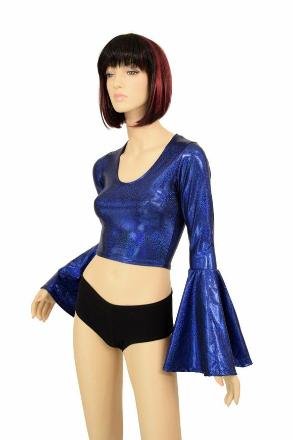 Blue Trumpet Sleeve Crop - Coquetry Clothing