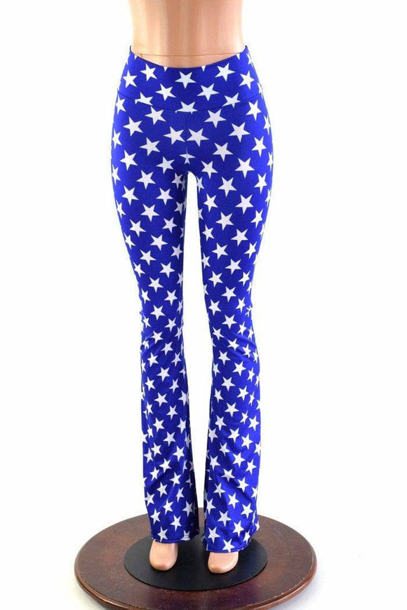Blue & White Star Boot Cut Leggings - Coquetry Clothing