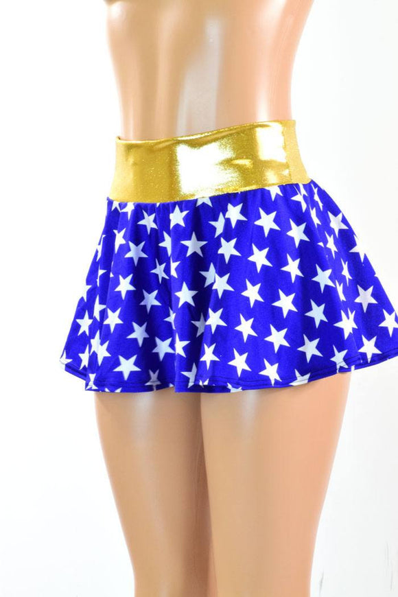 Blue & White Star Circle Skirt - Coquetry Clothing