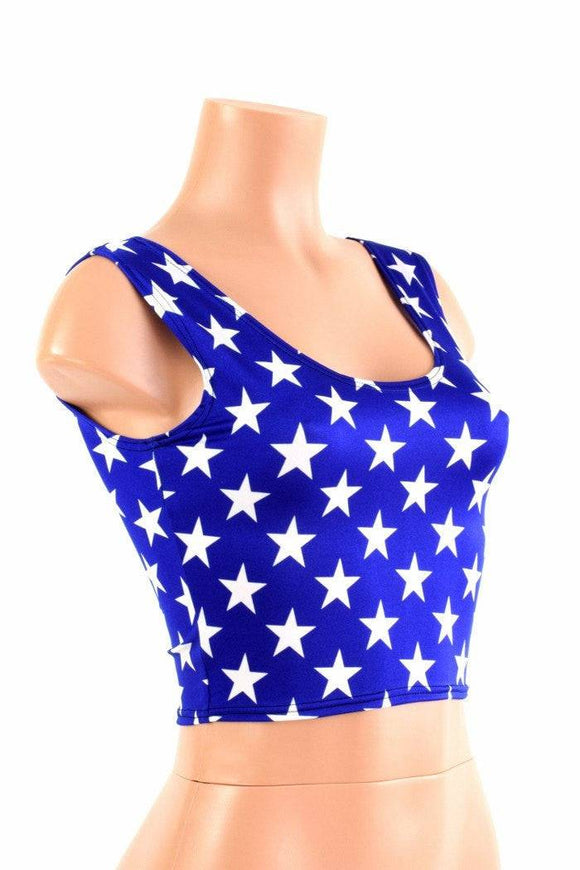 Blue & White Star Crop Top - Coquetry Clothing