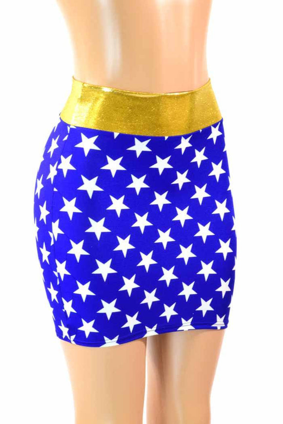 Blue & White Star Super Hero Skirt - Coquetry Clothing