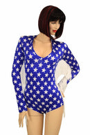 Blue & White Star V Neck Fringe Romper - Coquetry Clothing