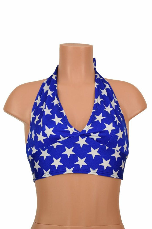 Blue & White Tie Back Halter - Coquetry Clothing