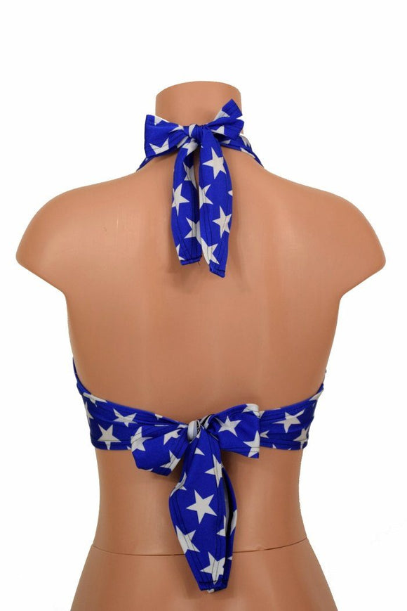 Blue & White Tie Back Halter - Coquetry Clothing