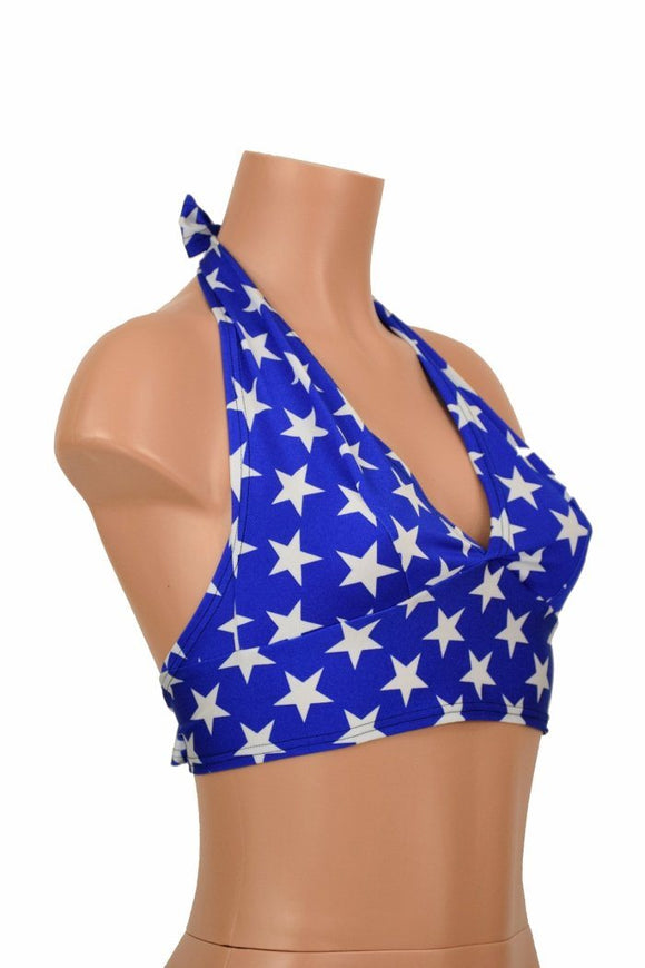 Blue & White Tie Back Halter - Coquetry Clothing